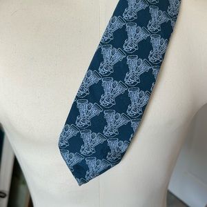 Vintage “RM Style” HARLEY DAVIDSON neck tie. Two tone blue “V” twin engine. VGUC